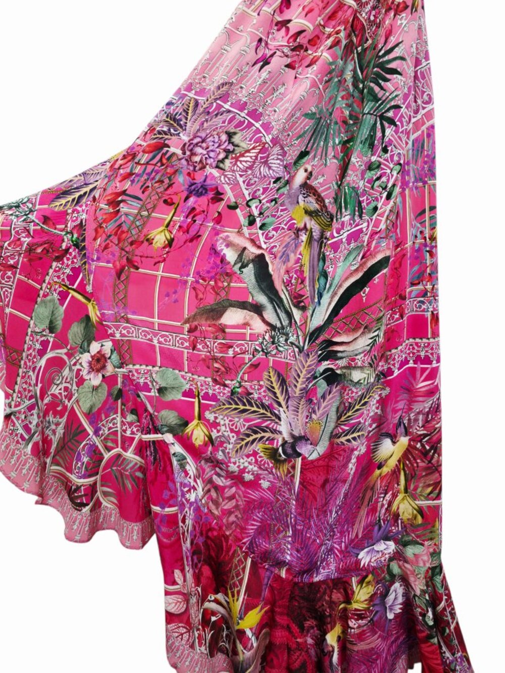 Camilla Long Wrap‎ Midi Dress Glasshouse Romance Pink Frill Rhinestone Size XXS - Picture 7 of 13